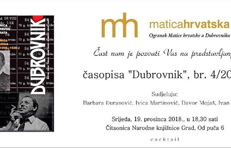 Predstavljanje časopisa ''Dubrovnik'' u organizaciji Ogranka Matice hrvatske