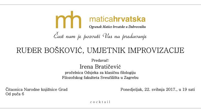 Predavanje posvećeno Ruđeru Boškoviću