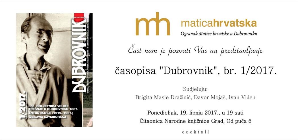Novi broj časopisa Dubrovnik