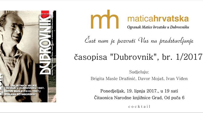 Novi broj časopisa Dubrovnik