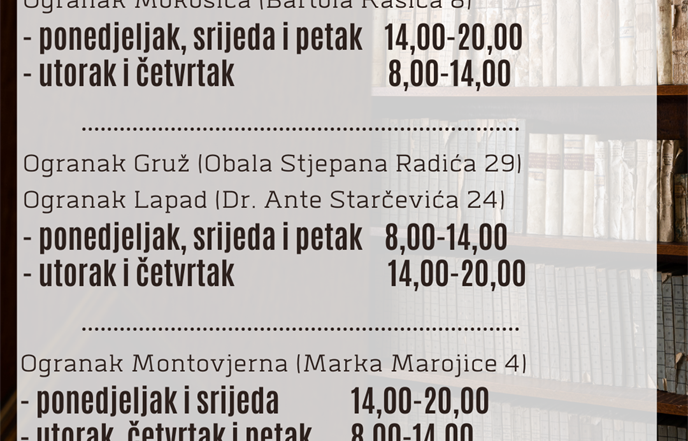 Od 1. srpnja ljetno radno vrijeme Dubrovačkih knjižnica