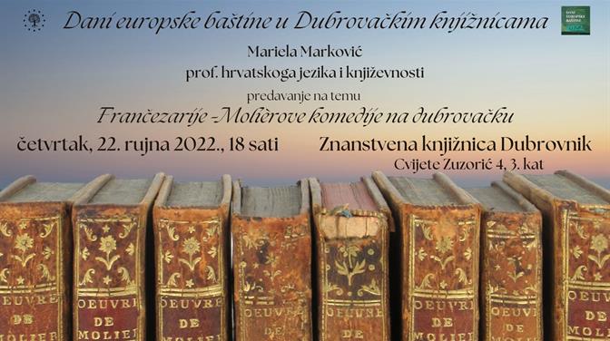 Predavanje u okviru Dana europske baštine: Frančezarije –Molièreove komedije na dubrovačku