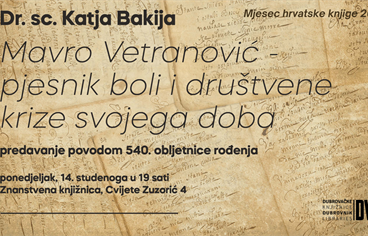 Predavanje povodom 540. godišnjice rođenja Mavra Vetranovića
