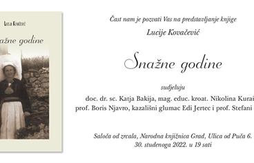 Predstavljanje knjige "Snažne godine" Lucije Kovačević