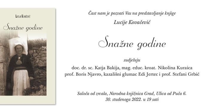 Predstavljanje knjige "Snažne godine" Lucije Kovačević