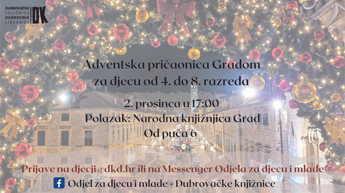 „Adventska pričaonica Gradom“ za djecu od 4. do 8. razreda