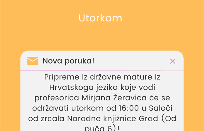 Obavijest o promjeni termina održavanja priprema iz državne mature iz Hrvatskoga jezika