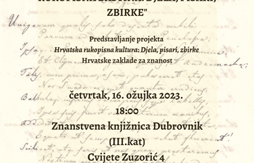 Predavanje "Dubrovačka rukopisna baština: djela, pisari, zbirke"