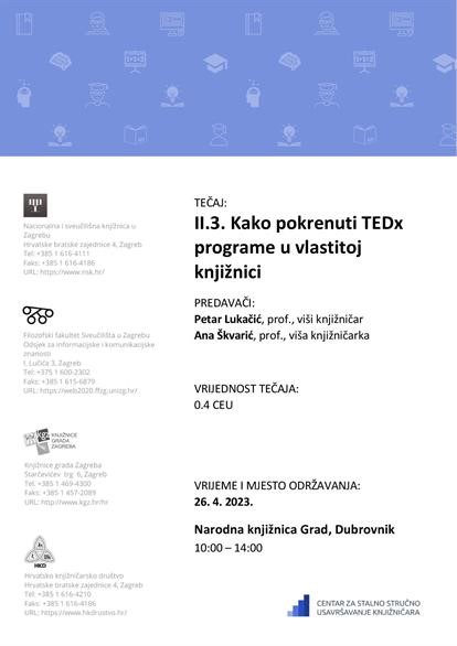Tečaj za knjižničare: Kako pokrenuti TEDx programe u vlastitoj knjižnici