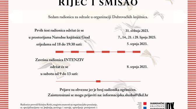 Počinje ciklus radionica "Riječ i smisao"