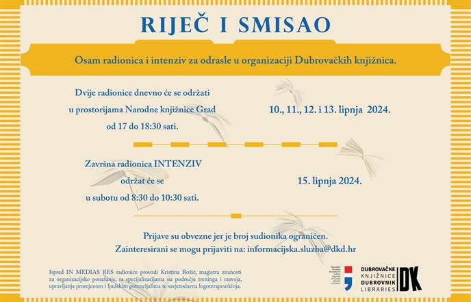Drugi ciklus radionica: "Riječ i smisao"