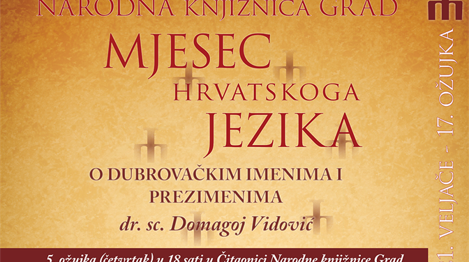 Domagoj Vidović: “O dubrovačkim imenima i prezimenima”