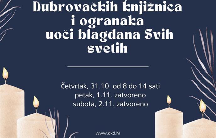 Radno vrijeme Knjižnice uoči Svih svetih