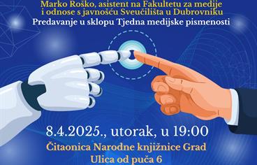 [Tjedan medijske pismenosti] Predavanje Marka Roška o umjetnoj inteligenciji