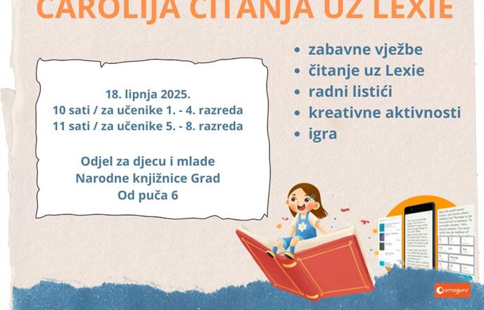 Poziv na radionice u sklopu programa “Čarolija čitanja uz Lexie”