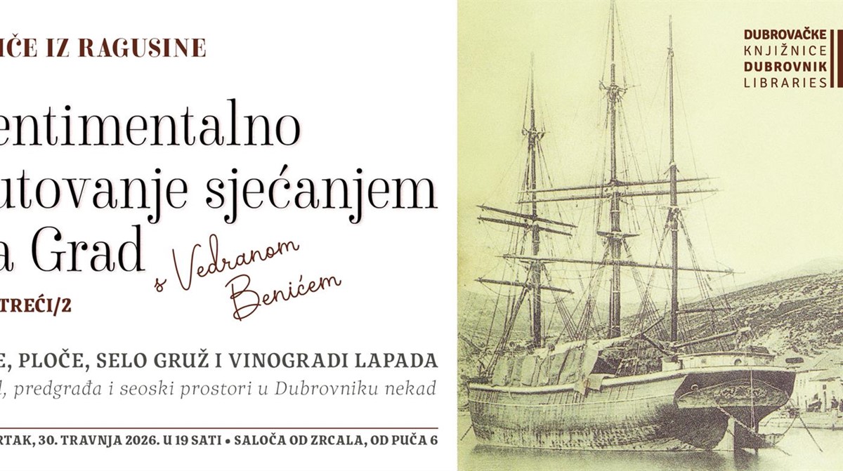 Nastavlja se ciklus „Sentimentalno putovanje sjećanjem na Grad s Vedranom Benićem“: predavanje o povijesnim predgrađima Dubrovnika