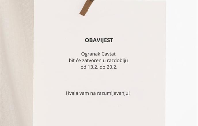 Obavijest o privremenom radnom vremenu Ogranka Cavtat