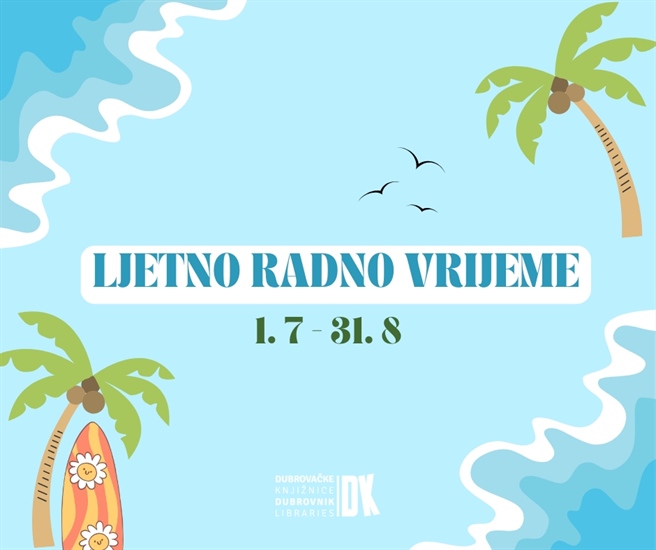 Od 1. srpnja ljetno radno vrijeme Dubrovačkih knjižnica