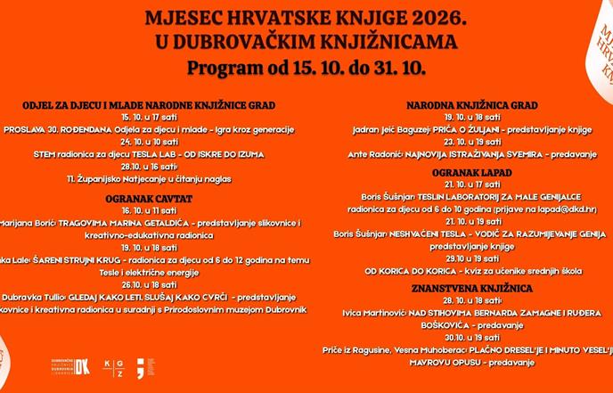 Program Mjeseca hrvatske knjige u listopadu: Pogledajte što vas sve očekuje u Dubrovačkim knjižnicama