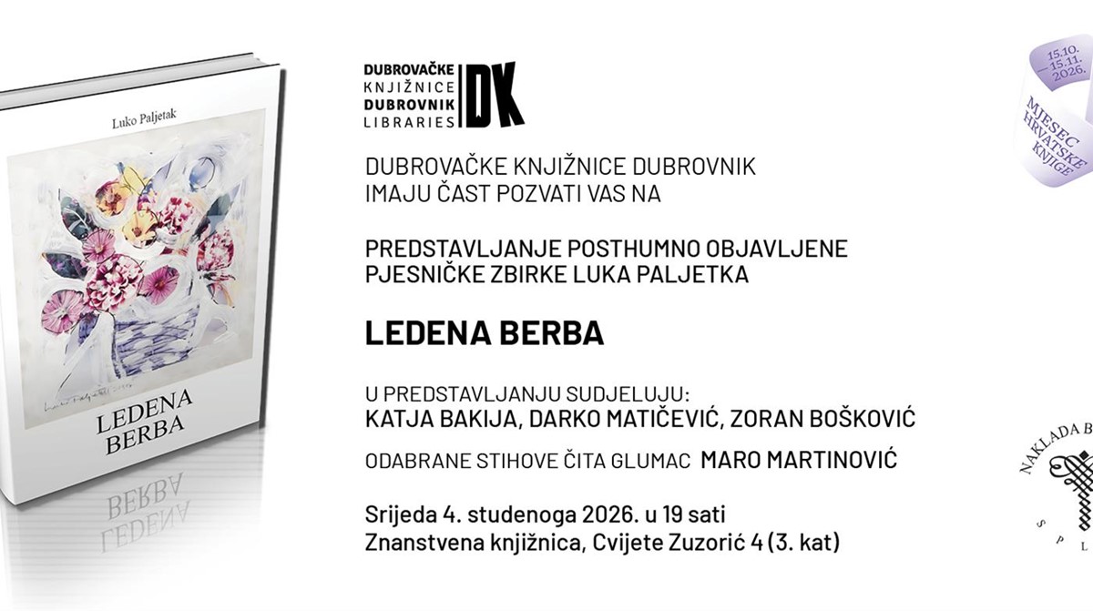 Predstavljanje posthumno objavljene pjesničke zbirke Luka Paljetka "Ledena berba"